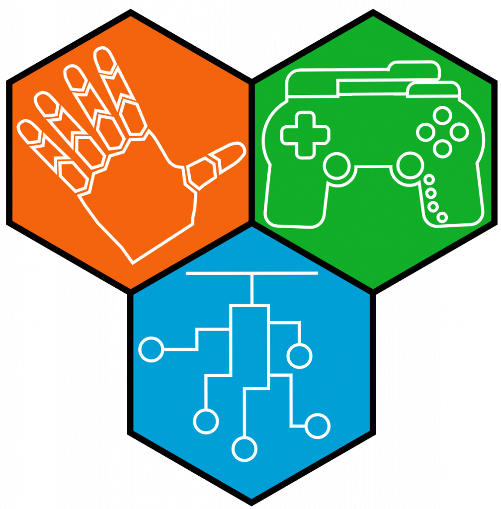 The Logo of GRiP, made of an orange, green, and blue hexagon connected together