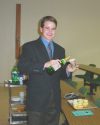 Terry looking even more happy with a little bubbly (well, fake bubbly since we were on campus!)