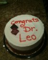 We celebrated Leo’s defense on Tuesday May 9 at the Clay Pit, and afterwards had cake back at the BME building.