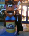 Christine with Mr. Potato Head at Downtown Disney.